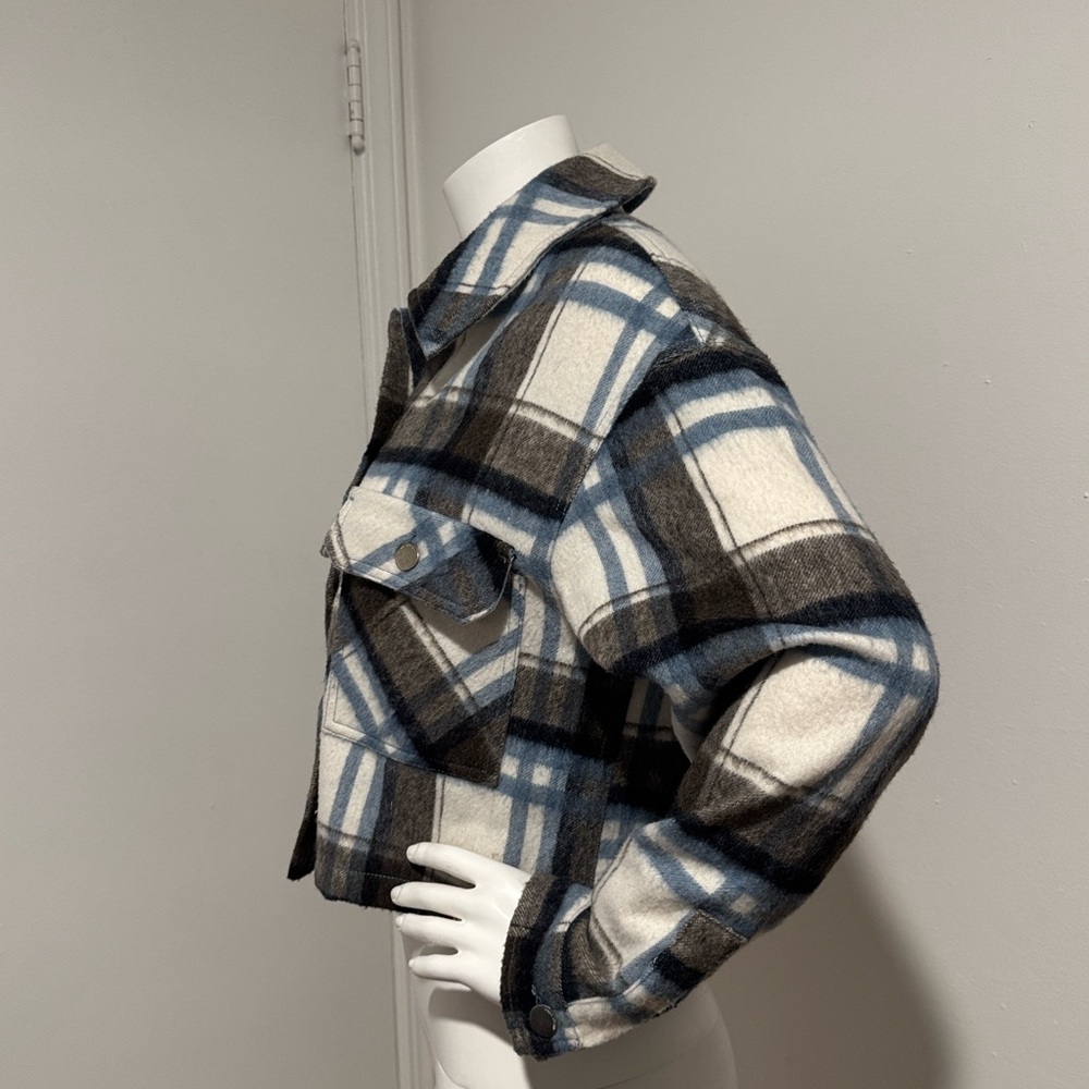 Zara Blue and Brown Plaid Jacket - Picture 3 of 4